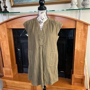 Anthro Olive Green Cap-Sleeve Casual Dress